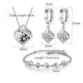 New Style Stamp Silver Color Jewelry Luxury Sets Zircon Elegant Square Cube Necklace Earrings Bracelet For Women - SJB-DIAMOND ELITES