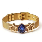 Two-tone Stainless Steel  Bracelets For Women Men Golden Love Heart Beaded  Ribbon  Bracelet & Bangle Gifts - SJB-DIAMOND ELITES