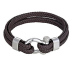 High Quality Stainless Steel Shackle Buckle Leather Survival Anchor Bracelets Bangle Men Surf Nautical Sailor Surfer Wristband Jewelry - SJB-DIAMOND ELITES