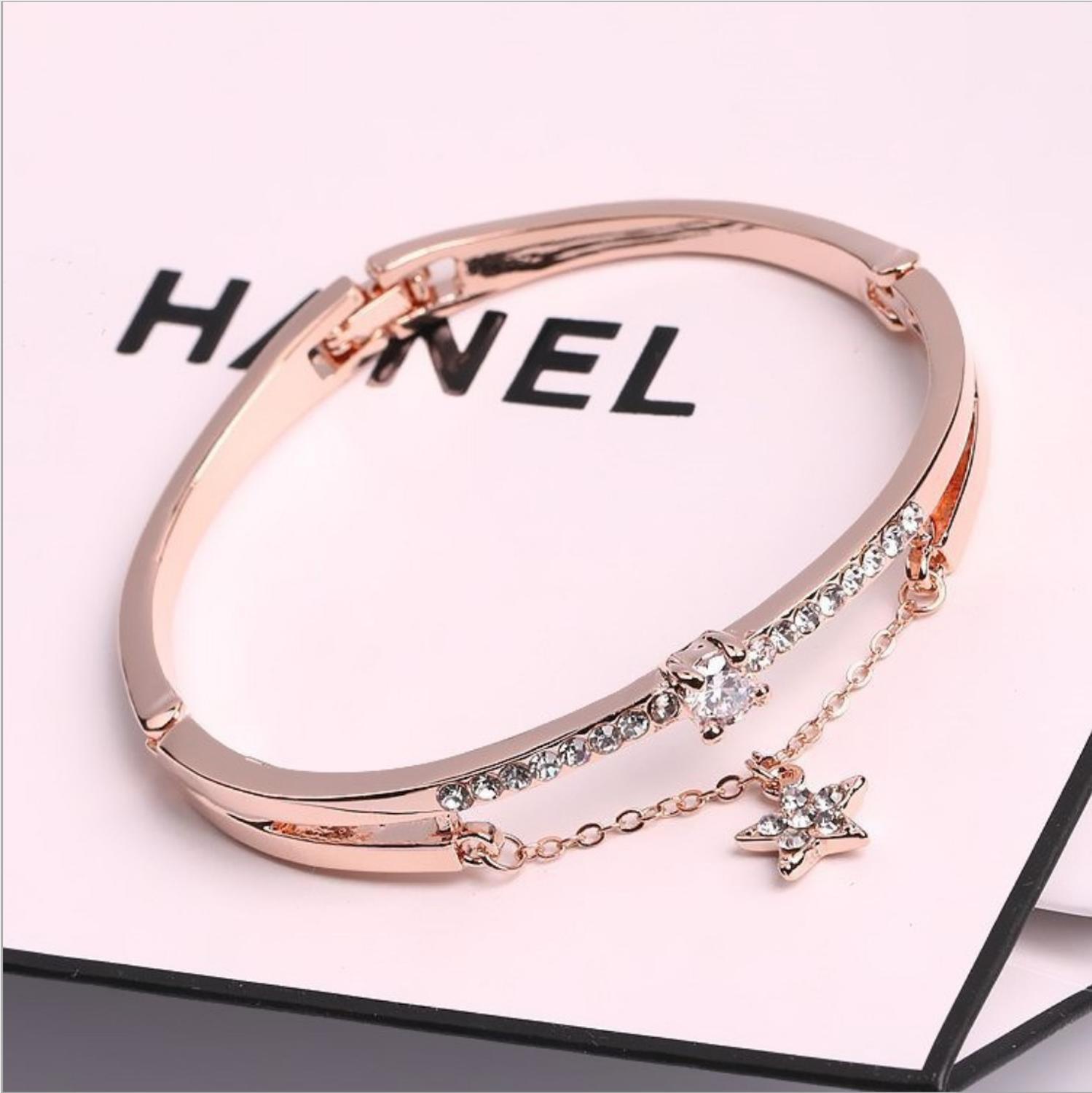 Rose Gold Stainless Steel Bracelets & Bangles Female Heart Forever Love Charm Bracelet For Women - SJB-DIAMOND ELITES