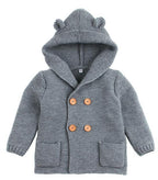 Winter Hooded Knitted Long Sleeve  Sweaters For Newborn Babies