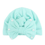 Modern Baby Hats Cute Rabbit Bow Knot with Pearls Baby Girl Hat with Pearls  for Kids In Diamond Luxury Style