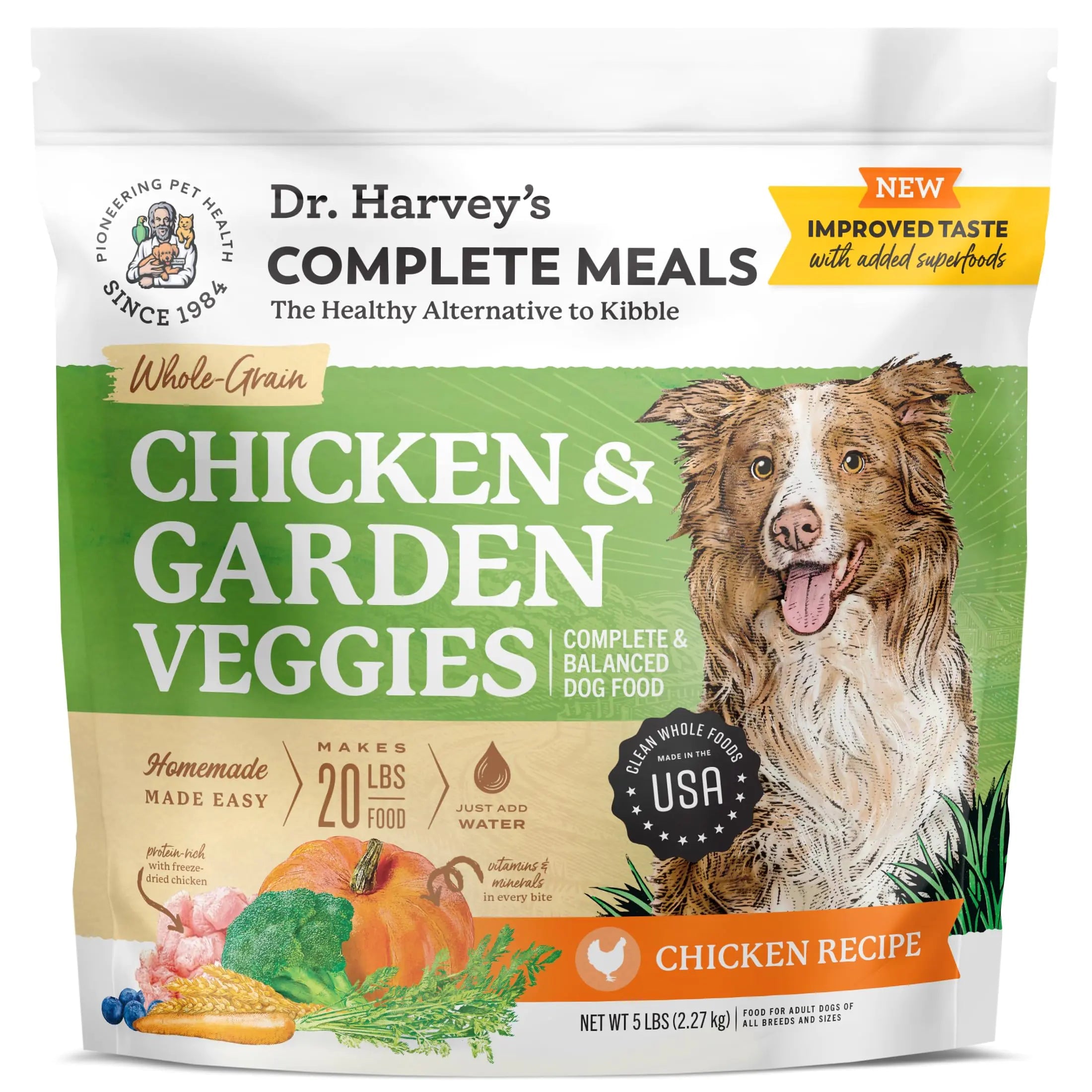 Dr. Harveys Chicken & Garden Veggies Dog Food Human Grade Whole-Grain Dehydrated Dog Food with Freeze-Dried Chicken (5 Pounds) Lootquake LLC