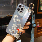 Ultra Luxury Case Cute Flower Design with Ring Kickstand Soft Crossbody Phone Cover for iPhone 13 14 Pro Max Case Fashion Crossbody Shoulder Strap Flower Leaf Phone Holder Cover for iPhone 12 11 X XR XS 7 8 Plus Stevvex
