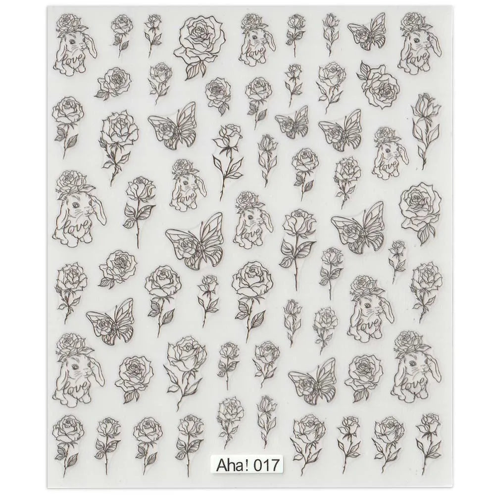 42Model Sticker Nail Decal 3D Adhesive Patch,Smile/Animal/Flower Nail Art Decorations Manicure Sticker Easter Day Design Decal- Lootquake LLC