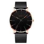 Minimalist Men's Fashion Ultra Thin Watch Simple Men Business Stainless Steel Mesh Belt Quartz Watch Relogio Masculino - SJB-DIAMOND ELITES