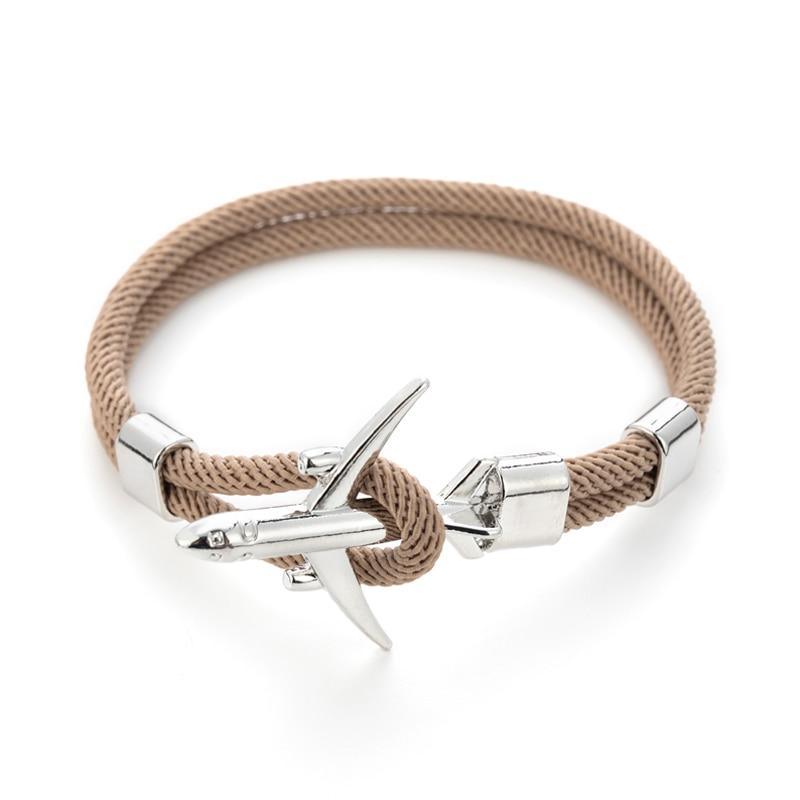 Modern Fashion Airplane Anchor Bracelets Men Charm Rope Chain Paracord Bracelet Women Male Air Force Style Wrap Metal Sport Hook Gift - SJB-DIAMOND ELITES