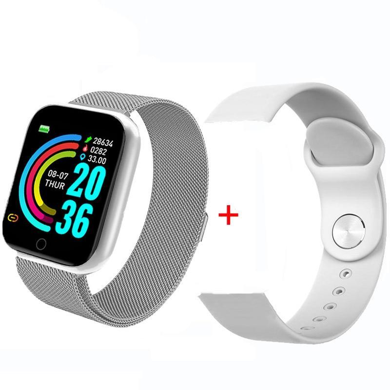 Luxury NEW Fashion Style Stainless Steel Smart Watch For Women and Men Electronics Sport Wrist Watch For Android IOS Square Smartwatch Smart - SJB-DIAMOND ELITES