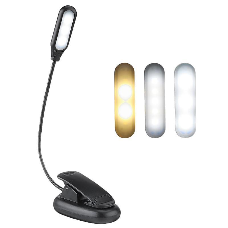STEVVEX Book Light USB Rechargeable Flexible LED Clip Reading Night Light In 3 Brightness Modes Table Lamp Desk Bedside Lantern for Reading in Bed, Travel, Music Stand - SJB-DIAMOND ELITES