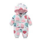 Baby Rompers Long Sleeve Zip Hooded Jumpsuits Playsuits for Toddler Boy/Girl For Autumn and Winter Season