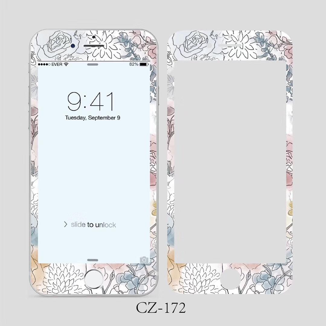 3D Curved Edge Tempered Glass for iPhone 6 6s 7 8 Plus Fashion Flowers Pattern Screen Protector Protective Film Tempered Glass Screen Protector Designed for iPhone Stevvex