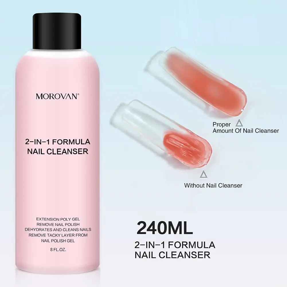 8oz Nail Cleanser 2 in 1 (Poly Nail Extension Gel Slip Solution+Professional Nail Cleanser) Nail Polish Remover Lint-free Slip Lootquake LLC