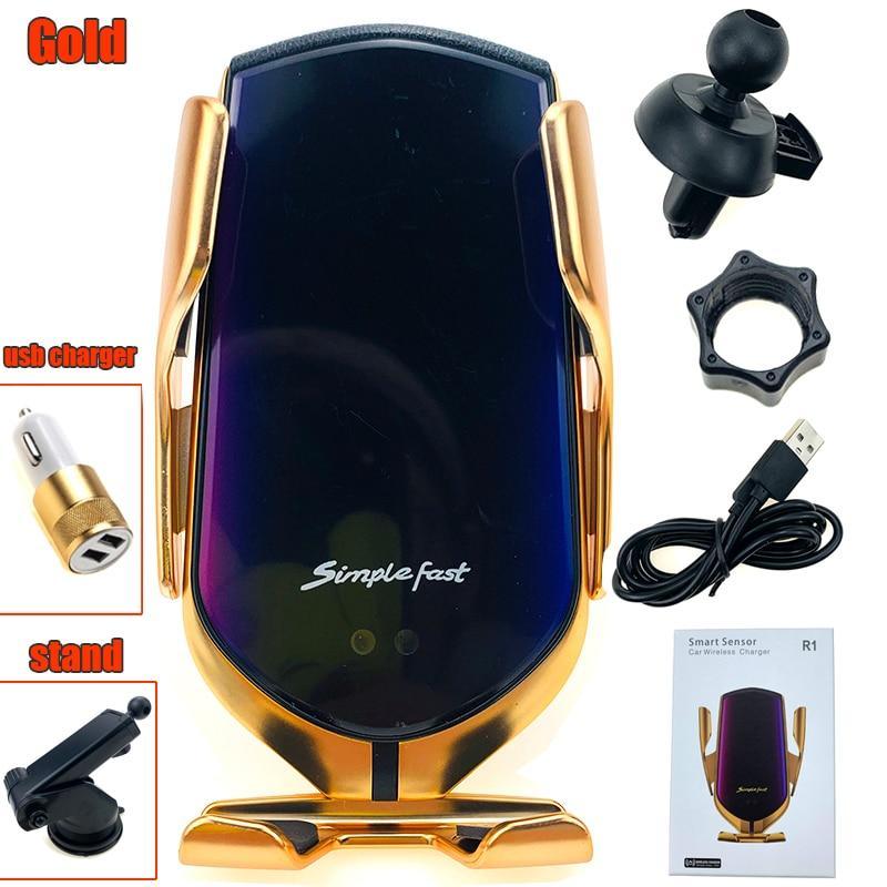 Automatic Luxury Modern Car Wireless Charger Infrared Induction Wireless Charger For Phones Sliver/Gold - SJB-DIAMOND ELITES