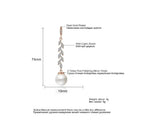 ZAKOL Fashion Round Imitation Pearls Drop Earrings for Women Shinny Zirconia Crystal Leaf Long Bridal Earring Wedding Jewelry