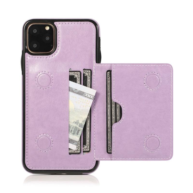 Leather Wallet Case For iPhone 11 Pro Max XS Max XR X 8 7 6S 6Plus 5 5S With Stand Card Pocket Case Cover Shockproof Texture PU Leather  Wallet Cover Stevvex