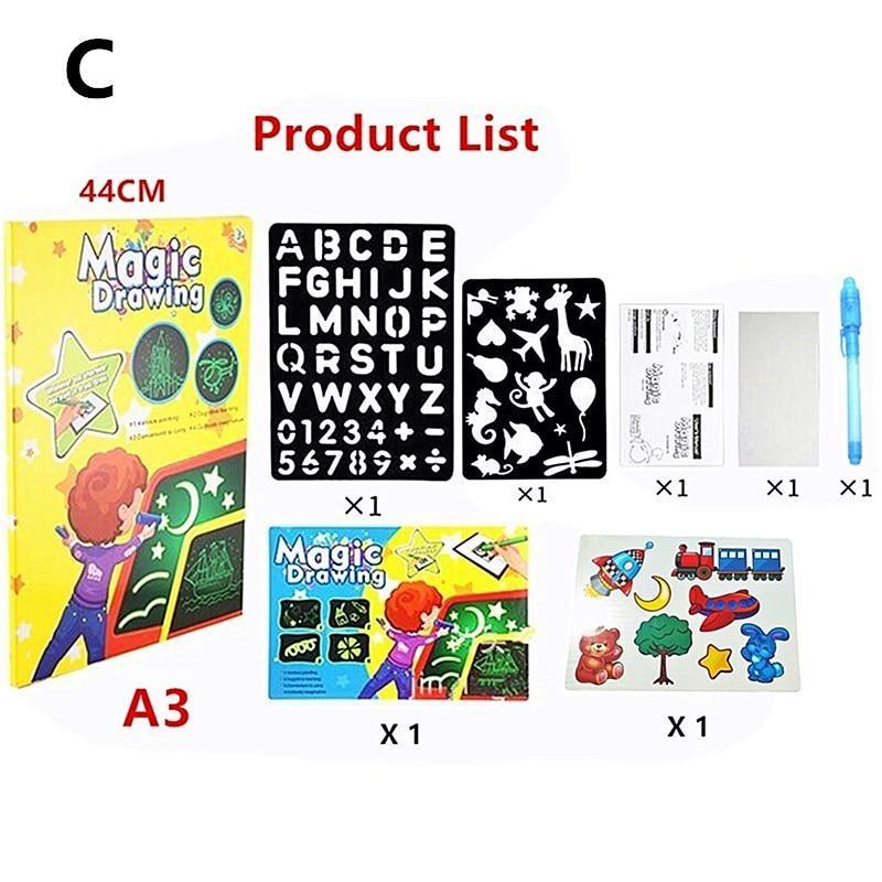 Educational Toy Drawing Board Tablet Graffiti 1pc A4 A3 Led Luminous Magic Raw With Light-fun - SJB-DIAMOND ELITES