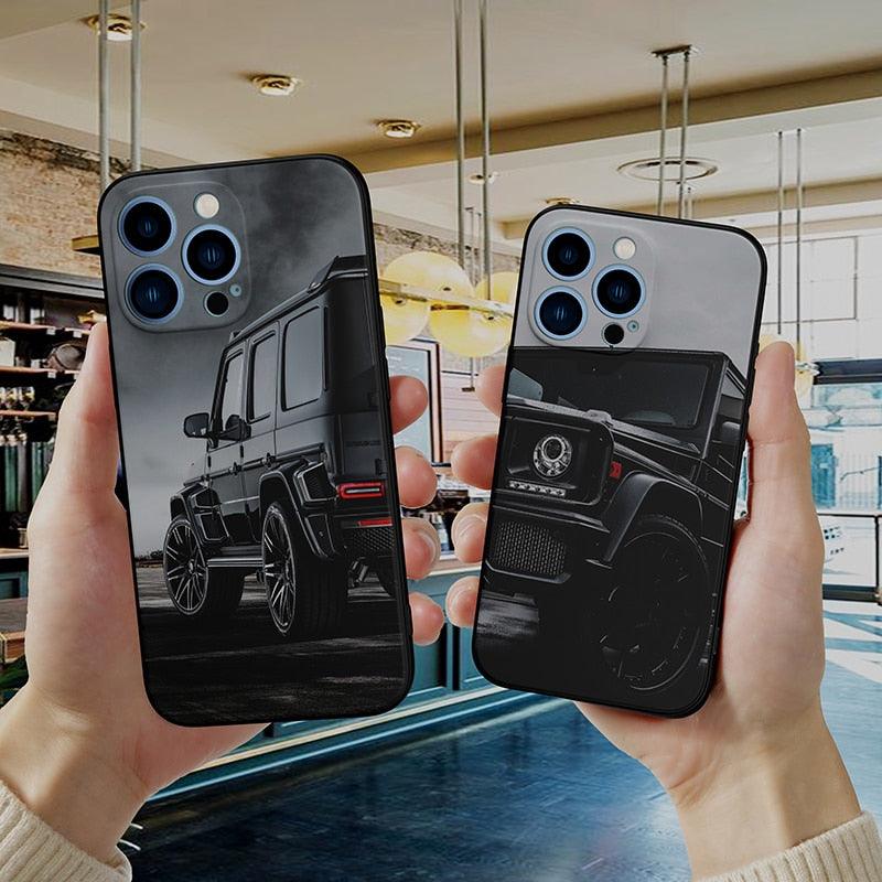 Black Case For Iphone  5 5s SE 2020 6 6s 7 8plus x 10 XR XS 11 12 13 Mini Pro MAX Silicon Cover Car Design Matte Black Silicone Back Cover For iPhone Stevvex