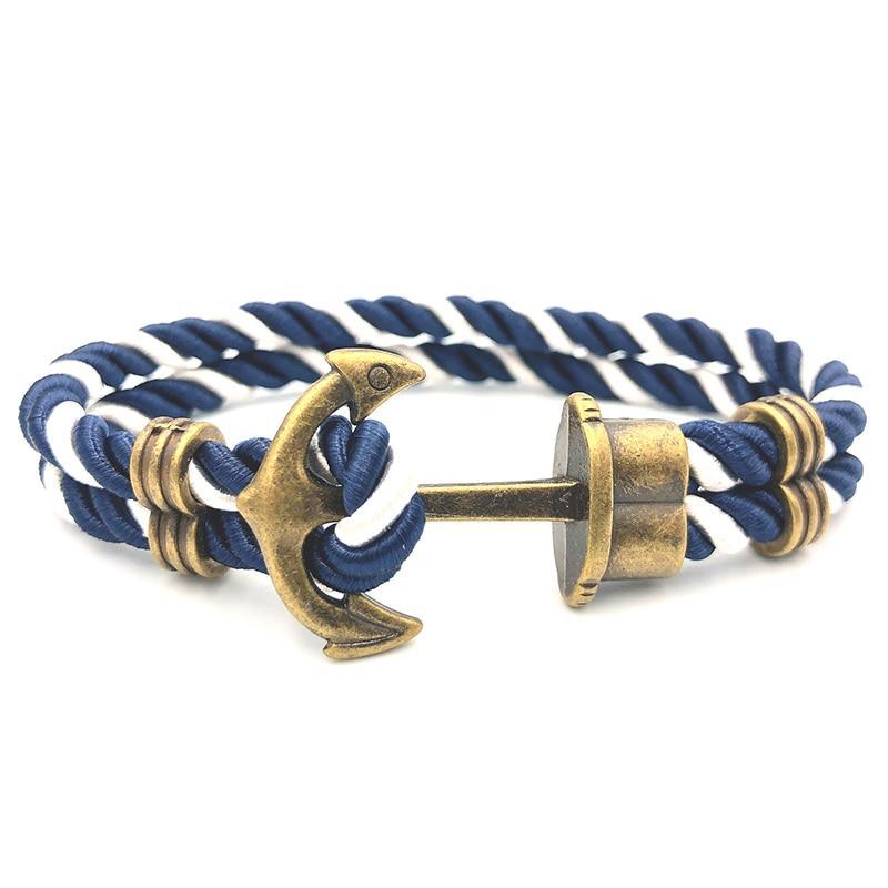 Luxury Modern Handmade Stainless Stell Men Anchor Bracelet made of Nylon in Navy Blue Color For Man - SJB-DIAMOND ELITES