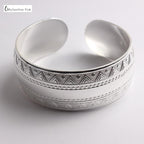 Big Elegant Luxury Amazing Classic Fashion Flower Metal Tibetan Indian Silver Vintage Retro Fashion Cuff Bracelet Bangle For Woman With Details of Animals - SJB-DIAMOND ELITES