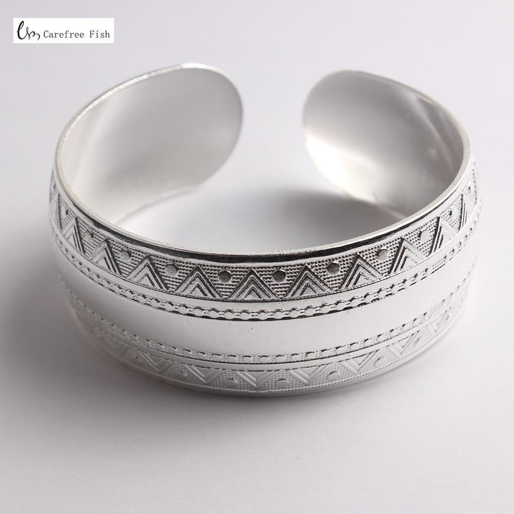 Big Elegant Luxury Amazing Classic Fashion Flower Metal Tibetan Indian Silver Vintage Retro Fashion Cuff Bracelet Bangle For Woman With Details of Animals - SJB-DIAMOND ELITES