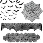 Halloween Decoration Lace Spider Web Skeleton Skull Tablecloth Black Fireplace Mantel Scarf Event Party Decoration Supplies Lootquake LLC