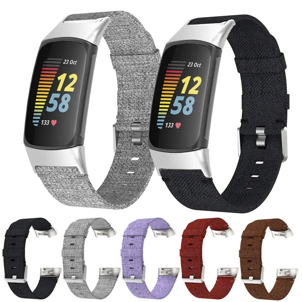 Fitbit Charge 5 6 Nylon Band - Durable Comfortable Strap - SJB-DIAMOND ELITES