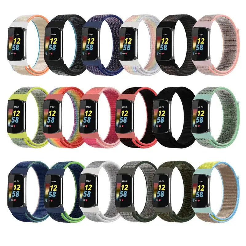 Fitbit Charge 5 6 Nylon Velcro Band - Durable Comfortable Strap - SJB-DIAMOND ELITES