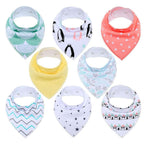 8PCS/SET Pack Baby Bandana Organic Absorbent Soft Cotton Drool Bibsfor Teething And Feeding Bib For Baby and Kids Feeding