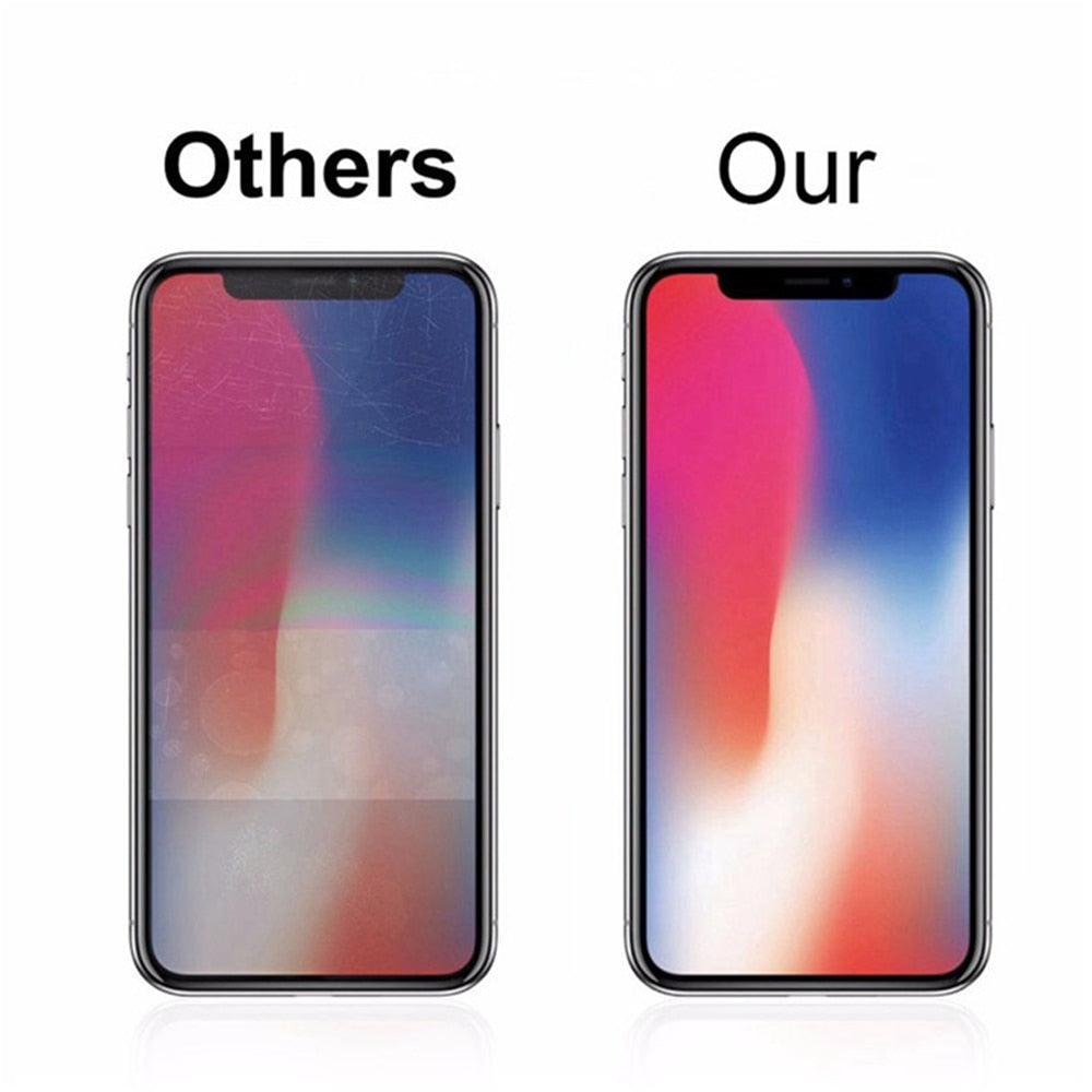 3pcs For iPhone 12 13 Mini 14 Pro Max Glass Screen Protector For iPhone XR XS SE 2022 6 7 8 Plus 13 Pro Max Glass Not Full Cover Curved Edge Anti Explosion Temper Glass Screen Protector for iPhone Stevvex