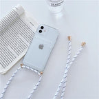 Transparent Wallet Case for iPhone 13 12 11 Pro Xs Max Shockproof Card Crossbody Lanyard Rope Strap Cover Transparent Soft Case Necklace Phone Cover Colorful Case & Adjustable Strap Stevvex