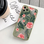 Green Leaves Plant Flower Phone Case for iphone 11 12 13 14 Pro Max Hard Back Shockproof Cover Floral Tropical Design with Slim Glossy Green Palm Leaves Pattern Case Stevvex