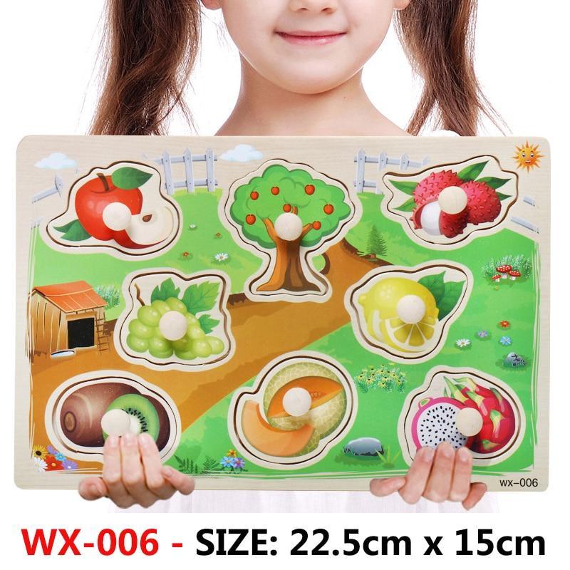 New Hand Grab Board Wooden Puzzle Toys for Children Cartoon Animal Fruit  Kids Baby Early Educational Learning Toy - SJB-DIAMOND ELITES