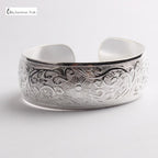 Big Elegant Luxury Amazing Classic Fashion Flower Metal Tibetan Indian Silver Vintage Retro Fashion Cuff Bracelet Bangle For Woman With Details of Animals - SJB-DIAMOND ELITES