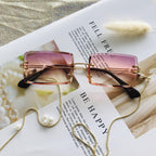 Fashion Rimless  Women Trendy Small Rectangle Sunglasses With High Quality metal frame And UV400 Protection - SJB-DIAMOND ELITES