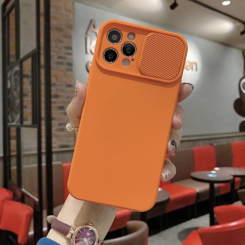 Sliding Lens Protective Silicone Case For iPhone 11 Pro Max Mini 12 Pro 13 Push Cover iphone Slide Camera Cover Case with Camera Lens Protector Cover Silicone Bumper Slim Phone Cover Compatible with iPhone Stevvex