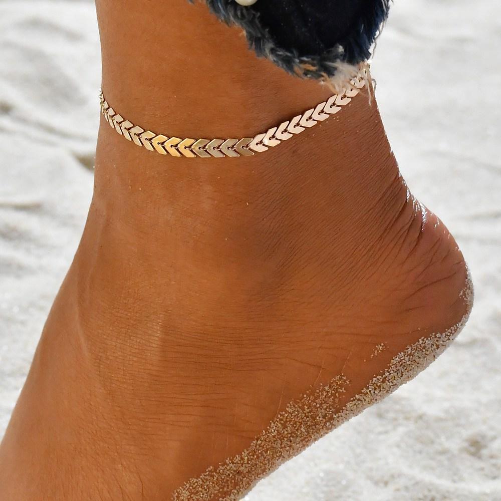 Gold Metal Shell Coconut Tree Female Anklets Barefoot Sandals Foot Summer Double Layers  Foot  Bracelets Leg Jewelry - SJB-DIAMOND ELITES