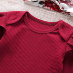 Newborn Baby Girl Clothes Knitting Cotton Long Sleeve  Tops Flower Print Long Pants Headband