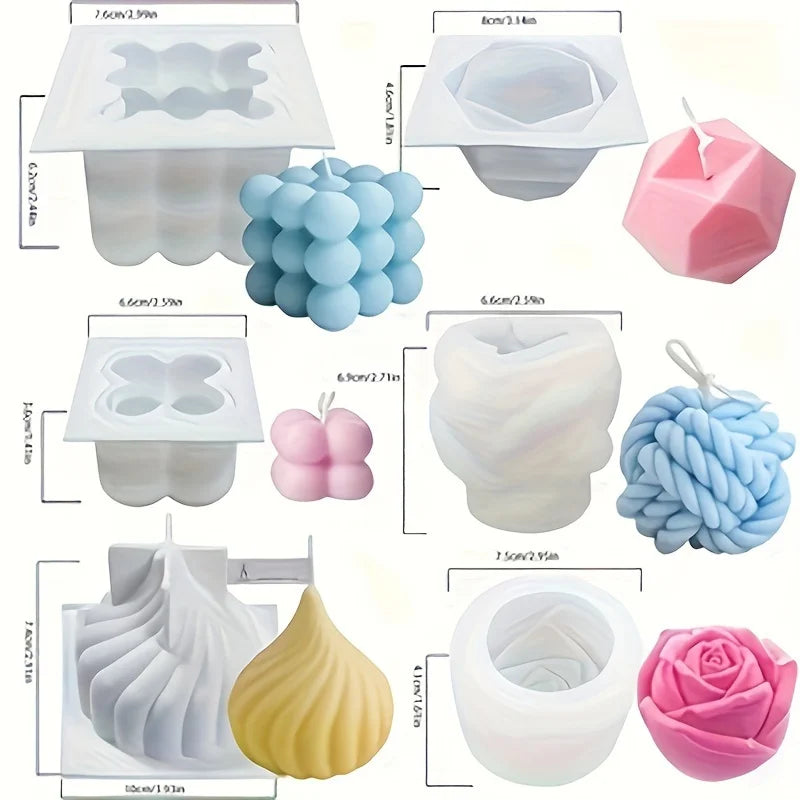 6-piece Candle Making Silicone Mold Set, Diy Accessories, Resin Art Scented Candle Mold, Home Decoration Lootquake LLC