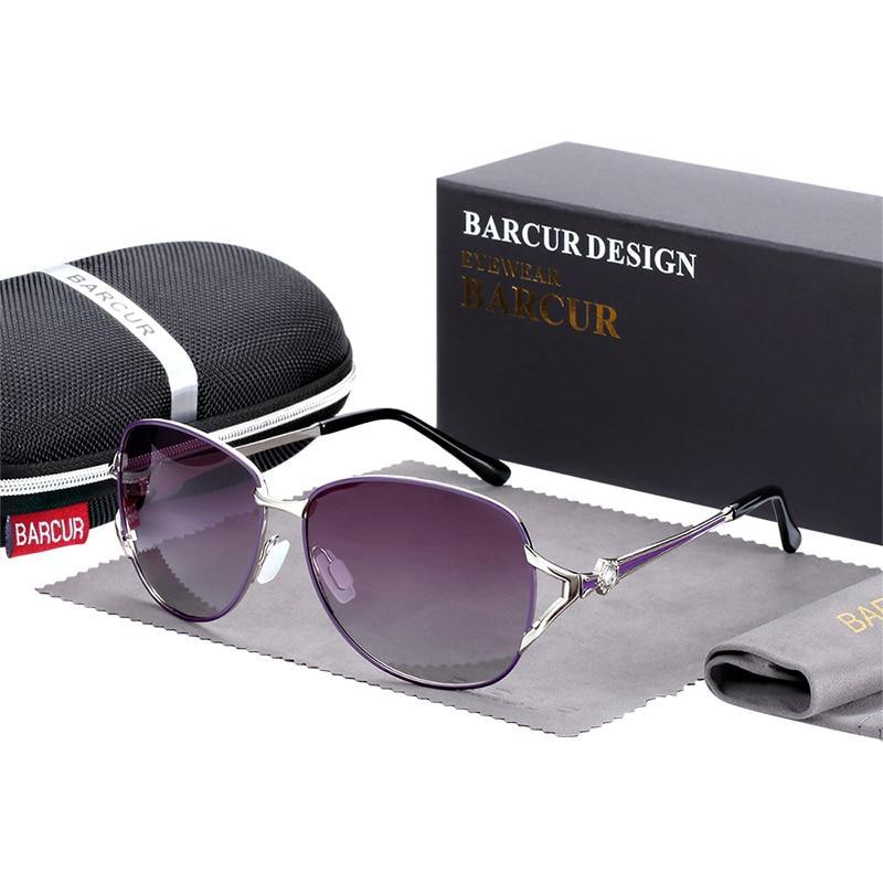 Elegant Women Gradient Luxury Polarized Sunglasses Luxury Round Eyewear With Metal High Quality Frame  lunette de soile - SJB-DIAMOND ELITES