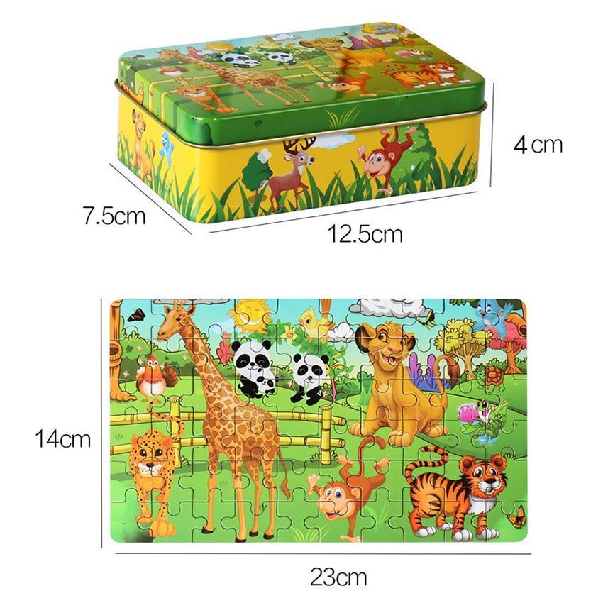 New 60 Pieces Wooden Puzzle Kids Toy Cartoon Animal Wooden Puzzles Child Early Educational Learning Toys for Christmas Gift - SJB-DIAMOND ELITES