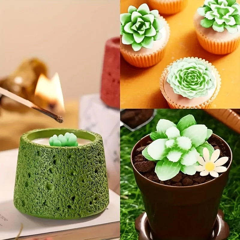 Succulent Plant Candle Mold 3D Succulent Silicone Mold Is Used for Scented Candle Resin Casting, Dessert Cake Decoration Lootquake LLC