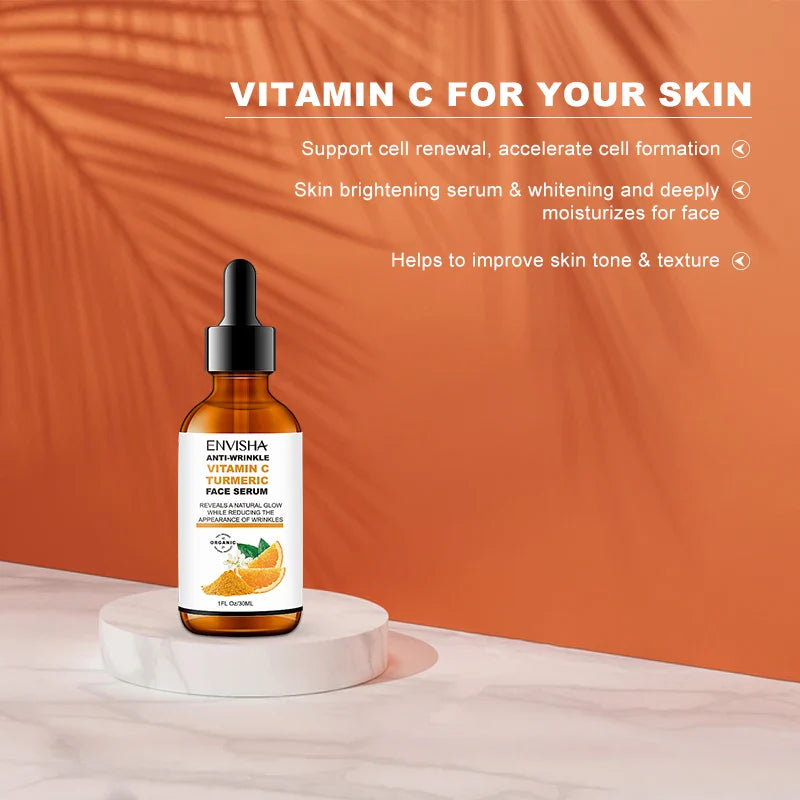 Vitamin C Turmeric Serum Facial Whitening Anti Aging Wrinkle Moisturizing Essence Face Korean Cosmetics Skin Care Shrink Pores Lootquake LLC