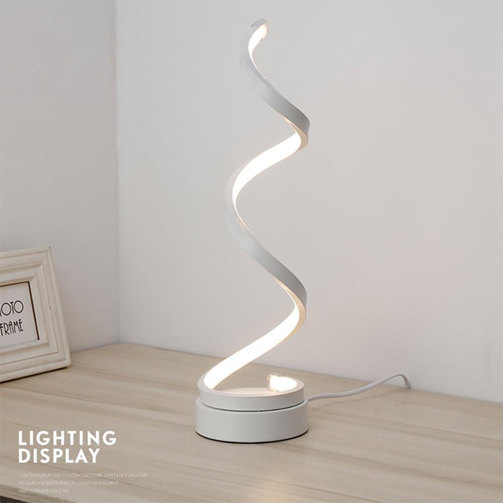 LED Spiral Table Lamp Modern Curved Desk Bedside Lamp Dim able Warm White Light For Living Room And Bedroom - SJB-DIAMOND ELITES