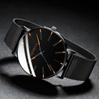 Minimalist Men's Fashion Ultra Thin Watch Simple Men Business Stainless Steel Mesh Belt Quartz Watch Relogio Masculino - SJB-DIAMOND ELITES