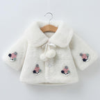Princess Baby Girls Winter Thick Bownot Cloak Coat Flower for Childre With Flowers