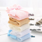 Non-slip Cotton Princess Knee High Long Skin-friendly Socks With Bow Mesh Newborn For Baby Girls Stevvex