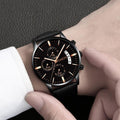Watches men Fashion Sport Stainless Steel Case Leather Band watch Quartz Business Wristwatch For Men's and Boys - SJB-DIAMOND ELITES