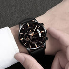 Watches men Fashion Sport Stainless Steel Case Leather Band watch Quartz Business Wristwatch For Men's and Boys - SJB-DIAMOND ELITES