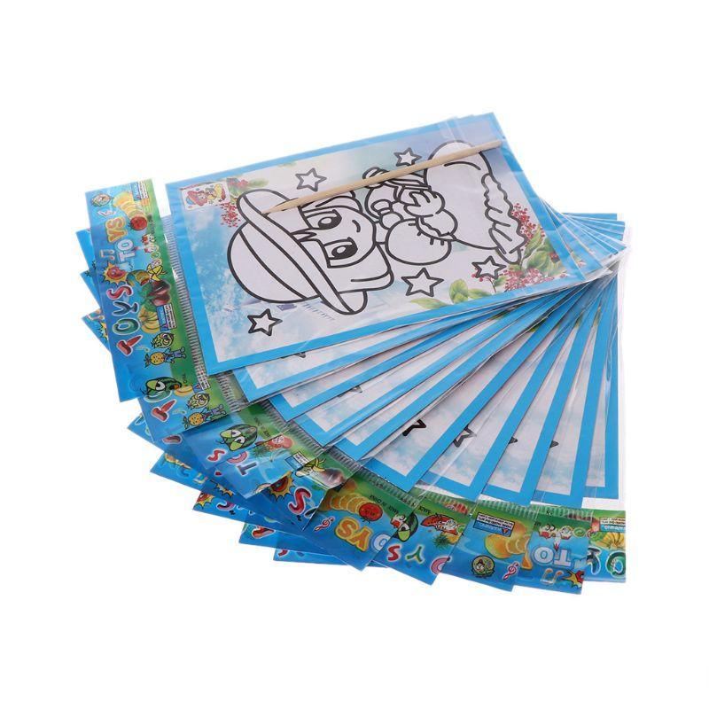 Interesting 10PCS Patterned Scratch Art Paper Magic Painting Paper With Drawing Stick Kids Toy Education Drawing Toys For Children - SJB-DIAMOND ELITES
