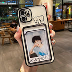 Ultra-light Transparent Photo Card Pocket Wallet Case For iPhone 13 11 12 14 Pro Max XS XR X 8 7 6S Plus Plating Cute Bear Rabbit Soft Phone Cover Cute Case with Card Holder Soft Cover Stevvex